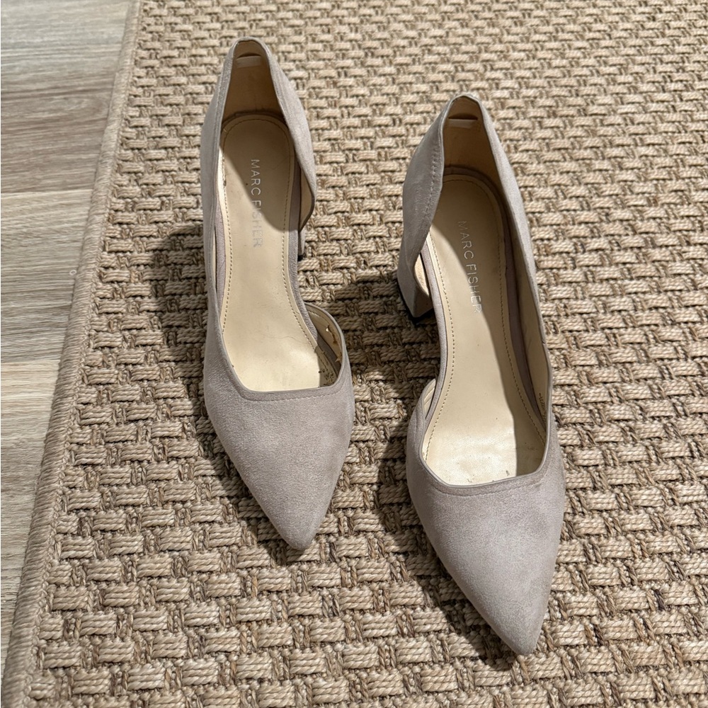 Marc Fisher Taupe Suede Heels